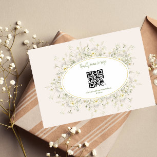 Boho Neutral White Watercolor Wildflower Wedding R RSVP Card