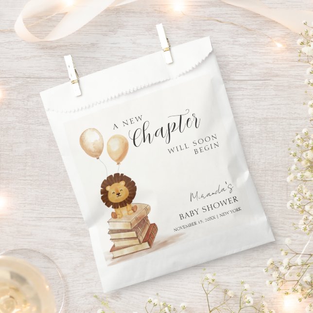 Boho New Chapter Wild Lion Balloon Baby Shower  Favour Bags (Clipped)