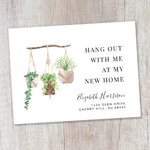 Boho New Home Plants Watercolor Moving Announcement Postcard