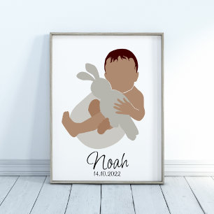 Boho Newborn  Baby Boy Name Nursery Poster
