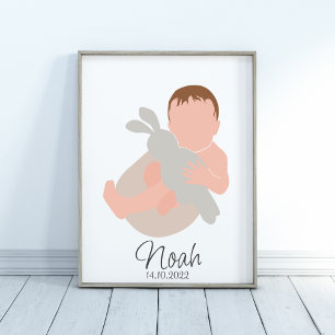 Boho Newborn  Baby Boy Name Nursery Poster
