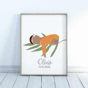 Boho Newborn Baby Girl Name Nursery Poster