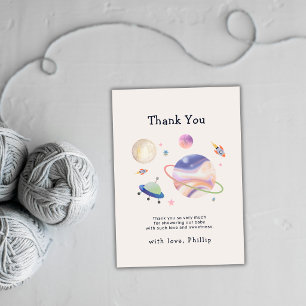 Boho Night Galaxy Space Moon Star Boy Baby Shower Thank You Card