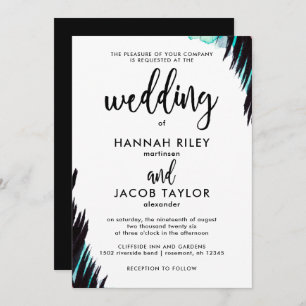 Boho Nights Black and White Wedding Invitation