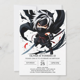 Boho Ninja Sword Birthday Invitation