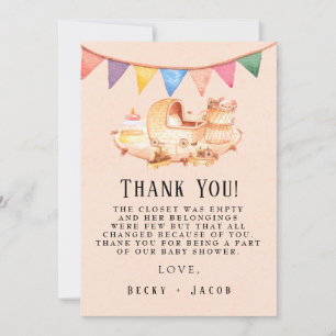 Boho Nursery Baby Crib Baby Shower Thank You Card