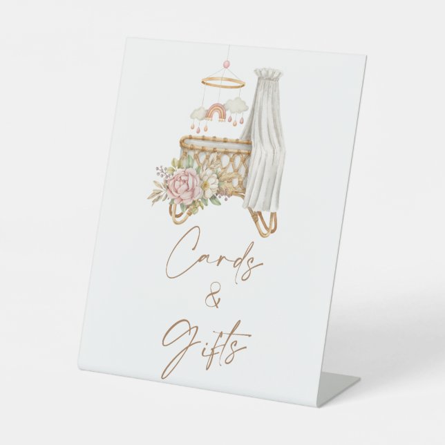 Boho Nursery  Baby Shower Cards And Gifts Pedestal Sign (Front)