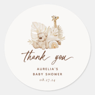 Boho Nursery Baby Shower Thank You Classic Round Sticker