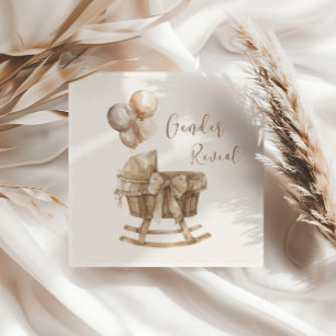 Boho Nursery Beige Balloons Gender Reveal Napkin