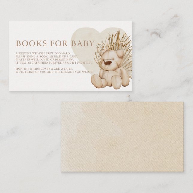 Boho Nursery Chic Baby Shower Books for Baby Enclo Enclosure Card (Front/Back)