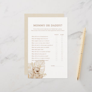 Boho Nursery Chic Baby Shower Mummy or Daddy Game