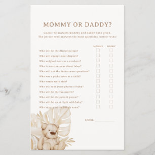 Boho Nursery Chic Baby Shower Mummy or Daddy Game Flyer