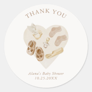 Boho Nursery Chic Baby Shower Thank You Classic Ro Classic Round Sticker