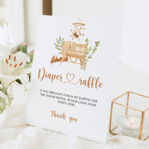 Boho nursery Diaper raffle Pedestal Sign