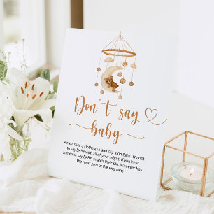 Boho nursery Don't say baby Pedestal Sign 