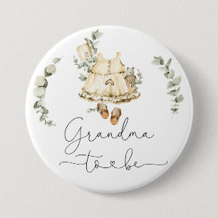 Boho nursery eucalyptus girl shower Grandma to be 7.5 Cm Round Badge