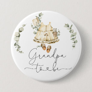 Boho nursery eucalyptus girl shower Grandpa to be 7.5 Cm Round Badge