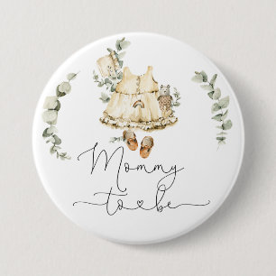 Boho nursery eucalyptus Mummy to be 7.5 Cm Round Badge