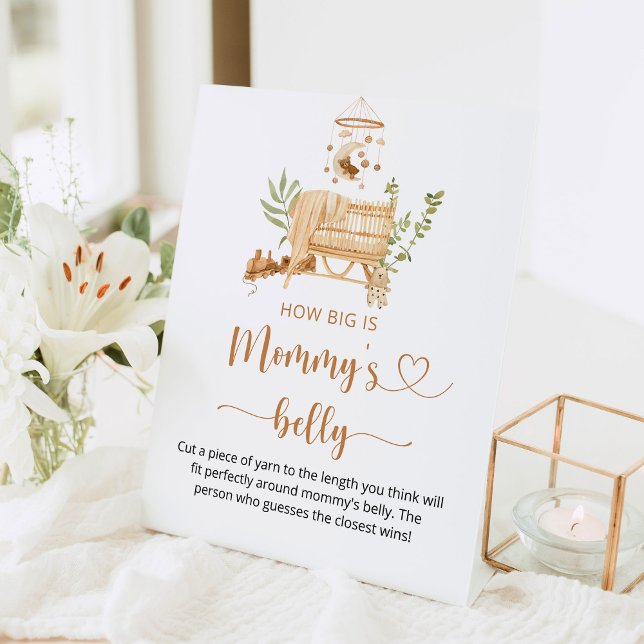 Boho nursery How big is mummy's belly Pedestal Sign (Creator Uploaded)