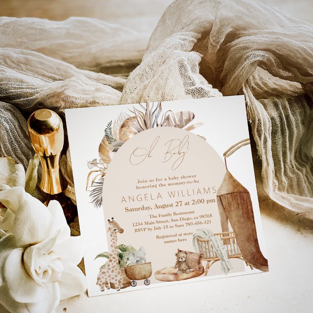 Boho Nursery Modern Elegant Baby Shower  Invitation (Creator Uploaded)