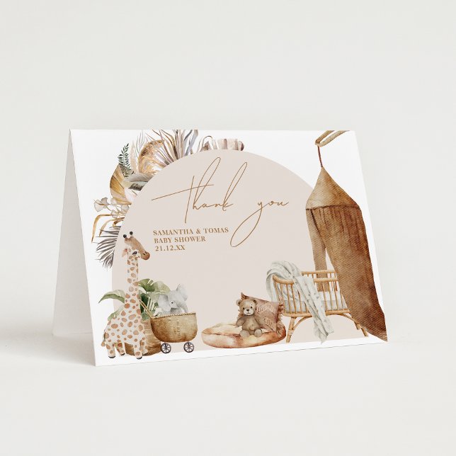 Boho Nursery Modern Elegant Baby Shower  Thank You Card (Creator Uploaded)