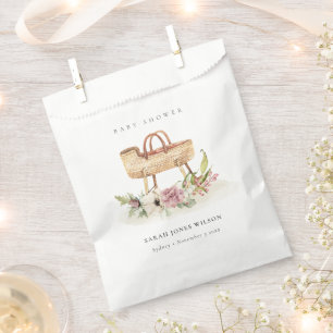 Boho Nursery Pink Floral Bassinet Baby Shower Favour Bags