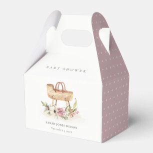 Boho Nursery Pink Floral Bassinet Baby Shower Favour Box