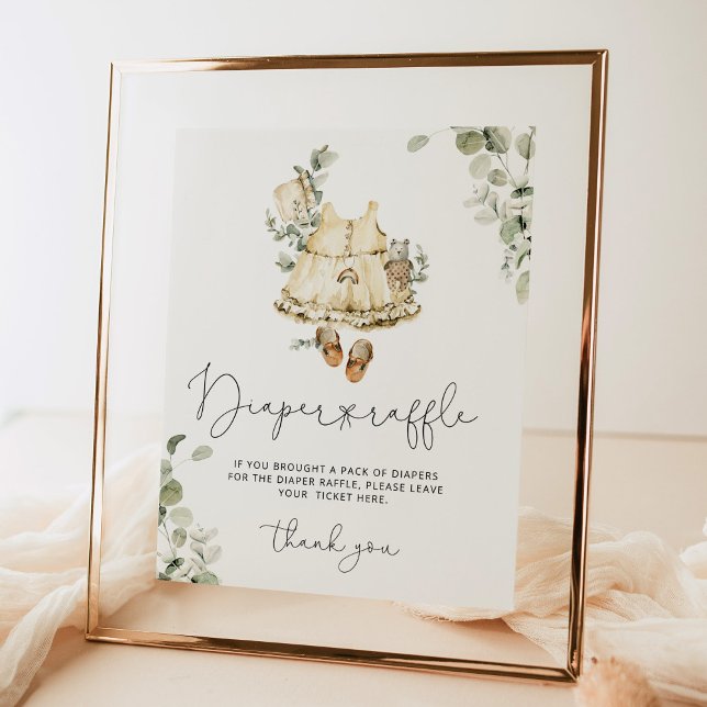 Boho nursery vintage outfit diaper raffle sign (Creator Uploaded)