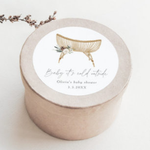 Boho nursery winter evergreen baby shower classic round sticker