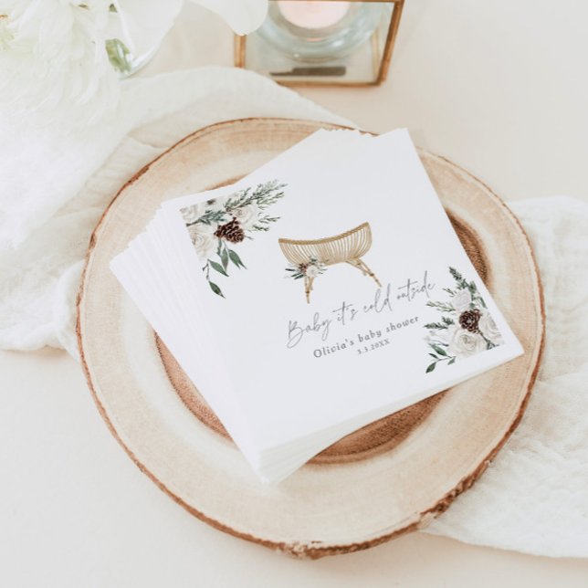 Boho nursery winter evergreen baby shower napkin (Creator Uploaded)