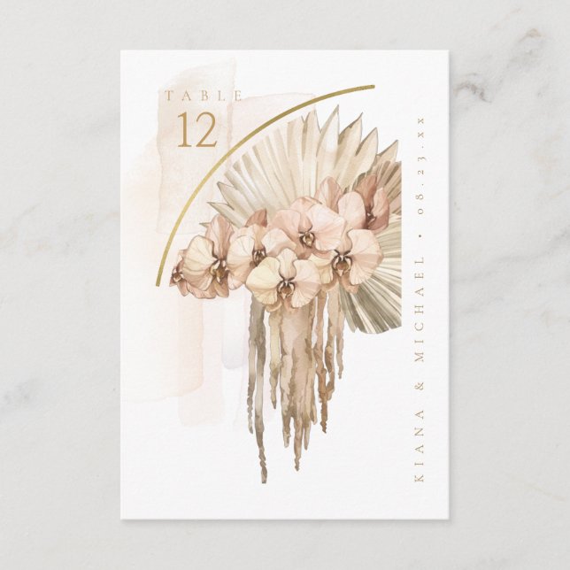 Boho Oasis Wedding Bouquet Table Number ID959 (Front)