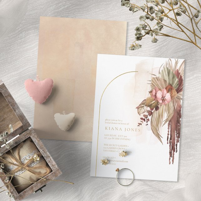 Boho Oasis Wedding Floral Bridal Shower ID959 Invitation (Creator Uploaded)