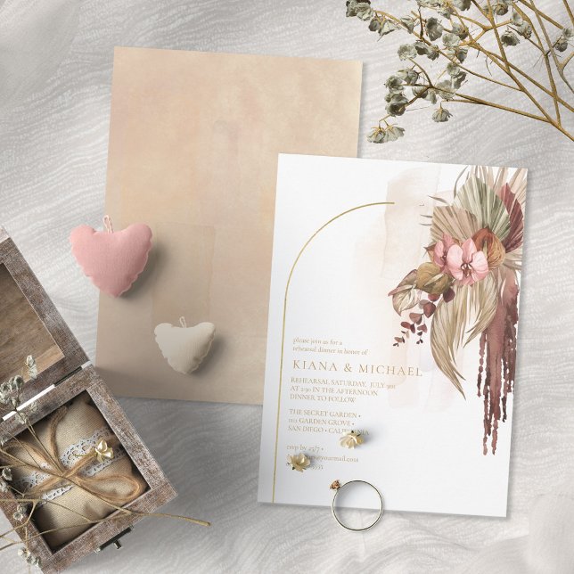 Boho Oasis Wedding Floral Rehearsal Dinner ID959 Invitation (Creator Uploaded)