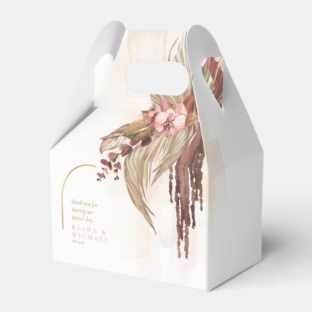 Boho Oasis Wedding Floral Thank You ID959 Favour Box (Front Side)