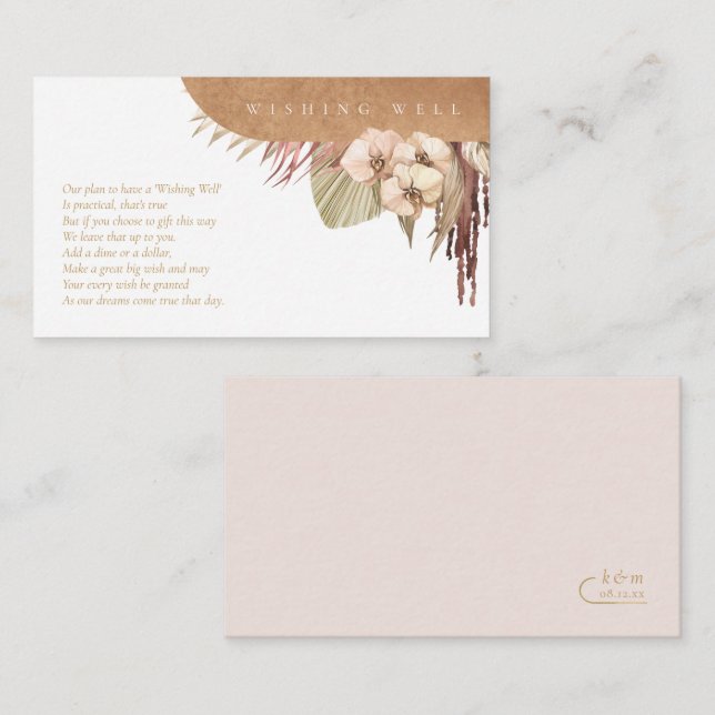 Boho Oasis Wedding Wishing Well ID959 Enclosure Card (Front/Back)