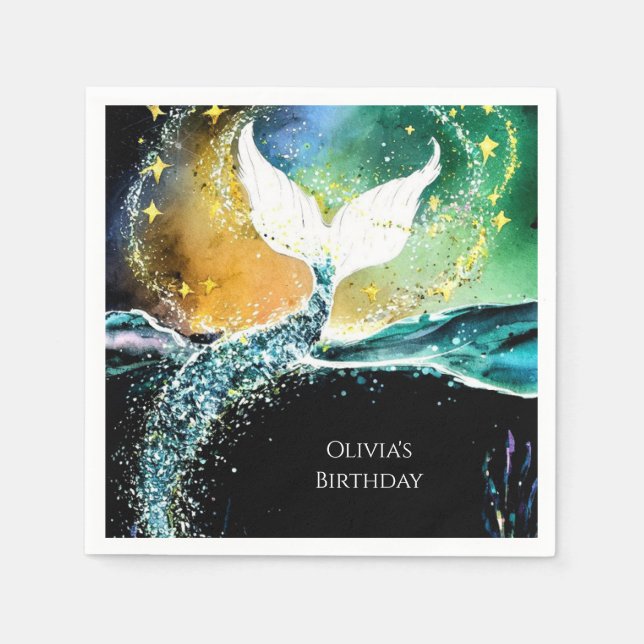Boho Ocean Mermaid Birthday Napkin (Front)
