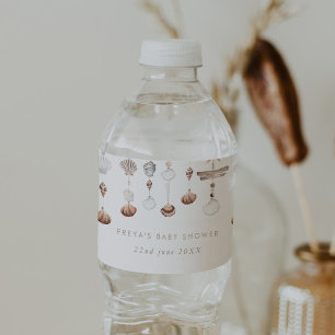 Boho Ocean Shell Baby Shower Water Bottle Label