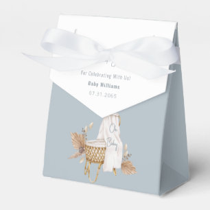 Boho Oh Baby Dusty Blue Bassinet Baby Shower  Favour Box
