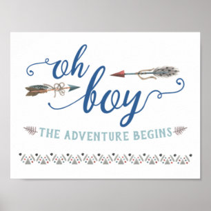 Boho Oh Boy Tribal Baby Shower Sign