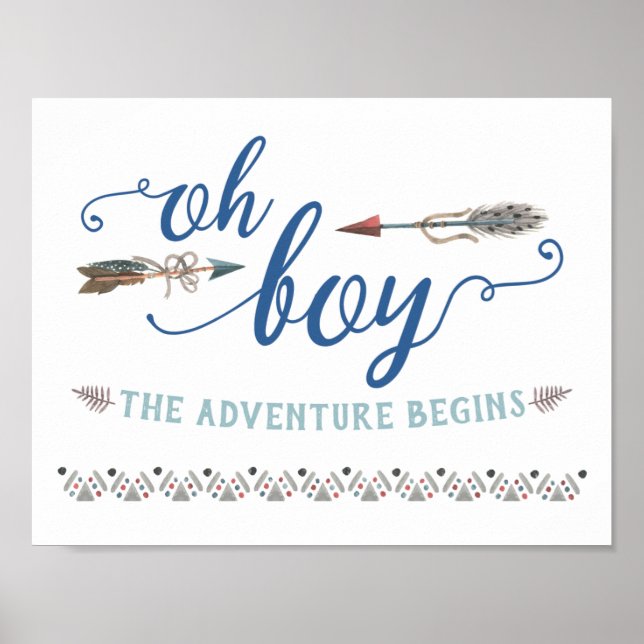 Boho Oh Boy Tribal Baby Shower Sign (Front)
