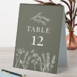 Boho Olive Green Wildflower Table Card Number Tent<br><div class="desc">Boho Olive Green Wildflower Table Card Number Tent</div>