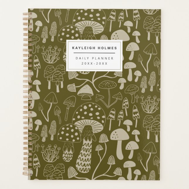 Boho Olive Mushroom Planner (Front)