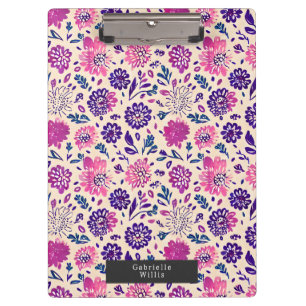Boho Ombre Floral Purple Clipboard