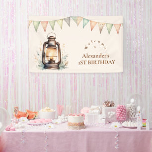 Boho One Happy Camper 1st Birthday Party  Banner