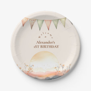 Boho One Happy Camper 1st Birthday Party  Paper Plate