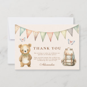 Boho One Happy Camper 1st Birthday Party  Thank You Card