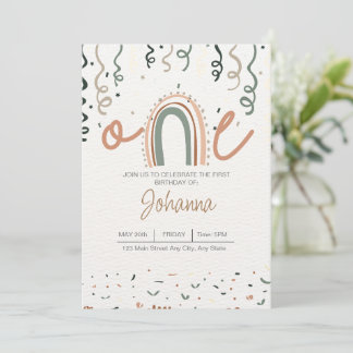 Boho ONEderful Birthday Invitation 