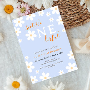 Boho Onederful Floral Groovy Daisy 1st Birthday Invitation