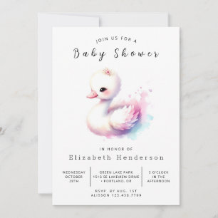 Boho Online Swan Baby Shower Invitation
