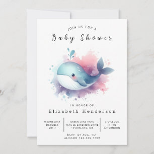 Boho Online Whale Baby Shower Invitation